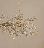 Lustre linéaire de luxe en cristal, suspension artisanale en forme de branche, lampe suspendue en acier, style américain, pour hôtel, maison, villa, hall, personnalisable