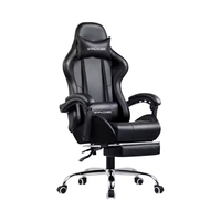 Chaise de jeu ergonomique au design moderne en cuir PU gris, dossier inclinable à 135 degrés, hauteur réglable, pieds rétractables en acier inoxydable