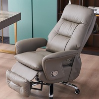 Chaise de bureau en cuir inclinable électrique confortable entreprise à domicile moderne grande chaise de président de bureau siège en cuir véritable