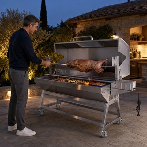 Barbecue à gaz extérieur à capot en acier inoxydable 85 kg, rôtissoire à charbon pour agneau et cochon, pour 5 personnes et plus - Product Image 4