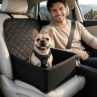 Housse de siège avant de voiture pour chien en tissu Oxford noir, imperméable, anti-rayures, doublure en coton perlé de 5 mm, pliable, coussin de siège copilote pour animaux de compagnie