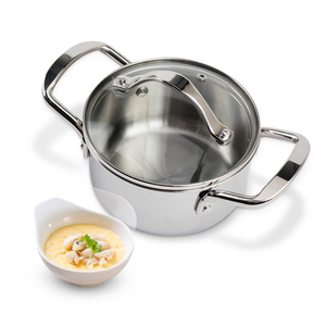 Induction Compatible Minimalist Design Stainless Steel Soup Pot with Glass Lid - Product Image 4