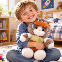 Peluche personnalisée chaton à habiller avec casquette, lunettes et sac à dos – Cadeau doux pour enfants – Fabricant sans MOQ