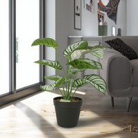 Plantes artificielles en pot pour décoration intérieure avec pot en plastique, bonsaï, petite herbe verte, herbe à image, palmier en plastique