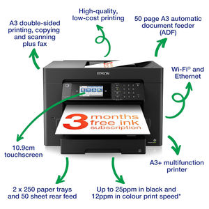 Para <span class=keywords><strong>Epson</strong></span> WorkForce 7840/All-in-One A3 + <span class=keywords><strong>Impresora</strong></span> inalámbrica a color con escáner, copiadora, fax, Ethernet, Wi-Fi Direct <span class=keywords><strong>y</strong></span> ADF - Product Image 2