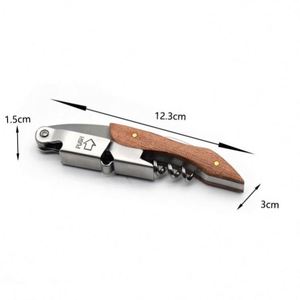 Tire-bouchon professionnel personnalisable avec logo, ouvre-bouteille de vin en acier inoxydable avec manche en bois, fonction 3-en-1, écologique - Product Image 2