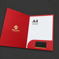 Porte-documents de présentation en papier avec fente pour cartes de visite, format personnalisé, anti-rayures, avec lamination, gaufrage et débossage, pour le bureau