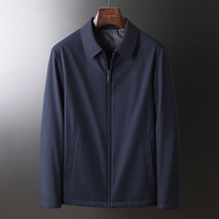 Blouson Bomber Décontracté à Col Rabattu pour Homme 2026 – Qualité Supérieure, Style Hiver Bleu Foncé, Fermeture Éclair, Idéal pour Hommes d'Âge Moyen