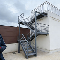 Escalier en acier inoxydable sur mesure, finition personnalisée, design moderne durable pour villa, utilisation intérieure/extérieure, couleur personnalisée et revêtement en poudre, marque HTS