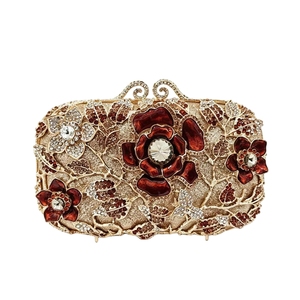 Women Chic Enamel Floral Rhinestones Clutch Purse Dazzling Crystal Evening Bag Elegant <b>Handbag</b> <b>for</b> Family Gathering Night Out - Product Image 2