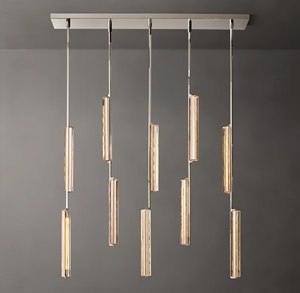 Minimalisme italien, éclairage LED à intensité variable, faisceau à 360°, cristaux K9, gouttes de cuivre verticales, luminaires suspendus, lampes en forme de goutte d'eau, décoration intérieure de luxe - Product Image 5