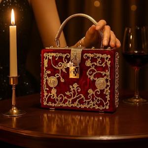 Borsetta da sera in acrilico da donna borsetta in marmo con perline in oro borsetta con manico a cerchio borsetta con scatola quadrata per ragazza - Product Image 4