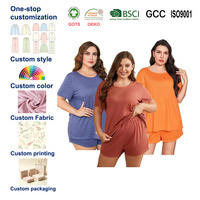 Ensemble de vêtements de nuit pour femmes en taille plus personnalisé, 2 pièces, vêtements d'été pour femmes, manches courtes et pantalon