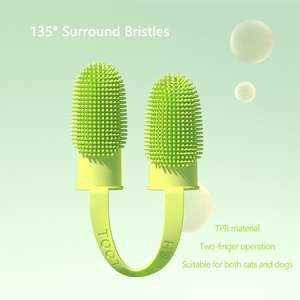 135 °   Brosses à dents à poils doux en TPR, brosse à dents double doigt <span class=keywords><strong>pour</strong></span> chats, chiens, chiots, chatons, soins dentaires, nettoyage des dents - Product Image 4
