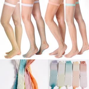 ถุงน่องสีสันสดใสลายไล่ระดับสีลูกกวาด Fishnet ขาสูง - Product Image 3