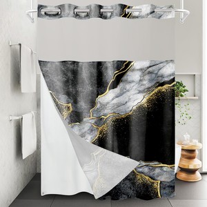 <span class=keywords><strong>Rideau</strong></span> <span class=keywords><strong>de</strong></span> <span class=keywords><strong>douche</strong></span> <span class=keywords><strong>de</strong></span> luxe à double couche avec <span class=keywords><strong>doublure</strong></span> décorative sans crochets, <span class=keywords><strong>doublure</strong></span> à clipser et <span class=keywords><strong>tissu</strong></span> floral rose pour salle <span class=keywords><strong>de</strong></span> bain - Product Image 2