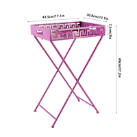 Table d'appoint pliante en métal ajouré avec plateau amovible pour salon, patio, balcon, décoration de fête