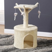 Arbre à chat tout-en-un en panneau de densité pour le dropshipping, avec lit confortable, étagère, tour et hamac, style épuré
