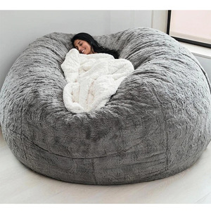 <span class=keywords><strong>Sofa</strong></span> besar dengan sarung bulu lembut, kursi Bean Bag bulat besar <span class=keywords><strong>Sofa</strong></span> tempat tidur
