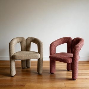 Chaises de salle à manger modernes minimalistes en forme de M avec structure en fer et tissu David - Product Image 5