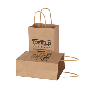 Bolsa de papel kraft de embalaje marrón con logotipo de impresión personalizada con asa de papel retorcido para regalos, alimentos y bebidas - Product Image 1