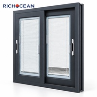 Fenêtre coulissante en aluminium RICHOCEAN à économie d'énergie avec stores intégrés, protection de la vie privée, verre à faible émissivité, fenêtres résidentielles