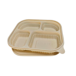 Caja Ecológica Portátil <span class=keywords><strong>de</strong></span> Almidón <span class=keywords><strong>de</strong></span> Maíz con 4 Compartimentos para Llevar Comida, Caja Desechable para Almuerzo/Arroz con Tapa - Product Image 1