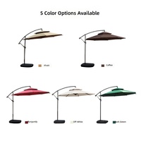 Parasol de jardin cantilever en forme de banane, avec support déporté en fer, 8 baleines, pliable, démontable, inclinaison manuelle