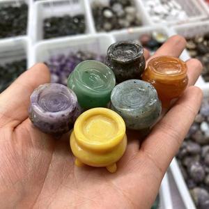 Factory Price Wholesale Natural Crystal Figurine Witches Cauldron Crystal Crafts for Home Decoration