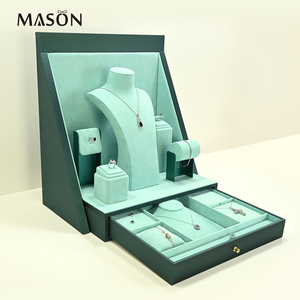 Vitrine de présentation de bijoux Mason Advanced, présentoir de bijoux personnalisé vert, ensemble de présentoirs de bijoux avec tiroir, étagère à bijoux pour l'affichage en magasin - Product Image 2