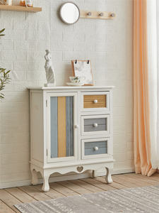 باب متأرجح واحد صغير معاد تدويره من الصنوبر ونصف الارتفاع مع رف قابل للتعديل مع 3 أدراج - Product Image 5