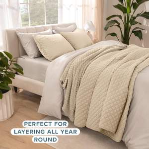 Juego de Cubrecamas Acolchados de Microfibra <span class=keywords><strong>Beige</strong></span>, Grosor Moderado, Ecológicos, Lavables a Máquina, Estilo Moderno, Uso en Todas las Estaciones, Cómodos - Product Image 2