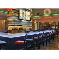 Comptoirs de restaurant modernes en pierre translucide Corian à LED, en forme de U, pour buffet et bar