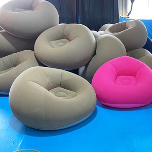 Sofá Inflable Tipo Puff, Tela Flocada de PVC, Relleno de Aire, Reclinable Portátil, Uso para Adultos - Product Image 1