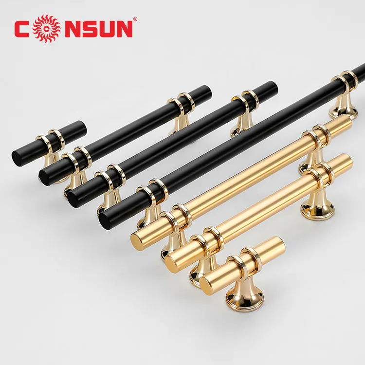 New Design Furniture Handle Gold Black Combination Single Hole Knob European Cabinet Wardrobe Door Handle