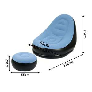 Inflatable <b>Sofa</b> Set with Footrest Lazy Flocking <b>Air</b> <b>Sofa</b> Chair Living Room <b>Air</b> Furniture Lounge Inflatable Backrest Recliner - Product Image 4
