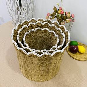 Paniers en corde de <span class=keywords><strong>papier</strong></span> tissés <span class=keywords><strong>à</strong></span> la main, formes rondes, flexibles et robustes pour un usage quotidien - Product Image 6