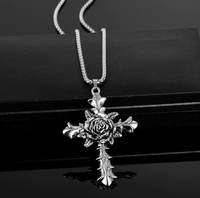 Classique rétro à la mode Rose pendentif croix collier Figaro chaîne Europe amérique unisexe Hip Hop accessoires de fête de mariage en acier inoxydable