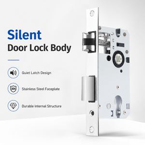 Poignée de porte en acier inoxydable avec serrure silencieuse pour porte intérieure en bois, idéale pour chambre, salle de bain et porte de passage - Product Image 2
