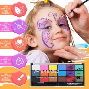 Paleta de Pintura Facial de 12 Colores para Halloween, Pintura Corporal Profesional, Kit de Pintura Corporal - Product Image 2
