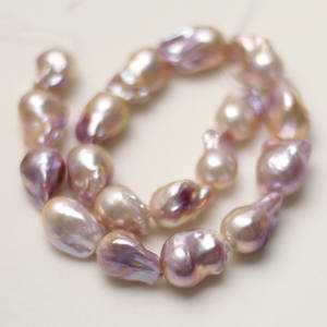ลูกปัดมุกน้ำจืดคุณภาพสูงขนาด15-18มม.,ลูกปัดไข่มุกน้ำจืดธรรมชาติสีม่วงชมพู AAA - Product Image 1