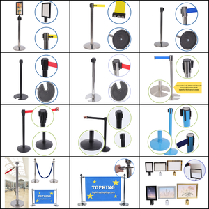Barrière de contrôle des foules économique, réutilisable, en acier inoxydable argenté, avec poteau de barrière et base en fonte en U anti-basculement pour <span class=keywords><strong>la</strong></span> gestion des files d'attente - Product Image 5
