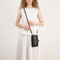 Sac à téléphone en cuir microfibre vegan écologique, bandoulière, portefeuille pour smartphone avec emplacements externes pour cartes