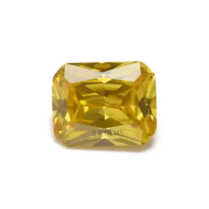 Lab Diamond Cheap Price CZ Stone Golden Yellow Machine Cut Rectangle Customize Jewelry Cubic Zirconia