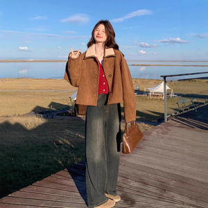 <span class=keywords><strong>Manteau</strong></span> en fourrure d'<span class=keywords><strong>imitation</strong></span> pour femmes <span class=keywords><strong>manteau</strong></span> réversible une pièce pour femmes régulier à la mode épaissi court simple boutonnage hiver - Product Image 2