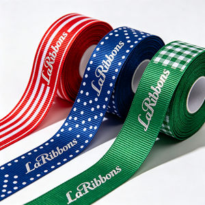 Various Patterns Silver Foil Hot Stamped Logo Grosgrain <b>Ribbon</b> Multiple Solid Color Polyester Decorative <b>Ribbon</b> Bulk Rolls - Product Image 2