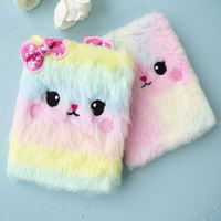 Carnet de notes mignon et kawaii pour filles, cadeau pour enfants, carnet de notes en peluche douce et moelleuse avec des animaux de dessin animé