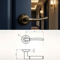 Poignée de porte intérieure moderne en alliage d'aluminium, finition bronze antique, rosette personnalisée OEM pour villa, hôtel, appartement, installation facile