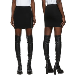 <span class=keywords><strong>Jupe</strong></span> courte en <span class=keywords><strong>jersey</strong></span> sport avec ceinture <span class=keywords><strong>élastique</strong></span> noire personnalisée Minijupe zippée pour femmes pour filles - Product Image 6