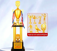 Trophée en métal, plusieurs designs, logo personnalisé OEM, toutes tailles, formes et textes, vente en gros